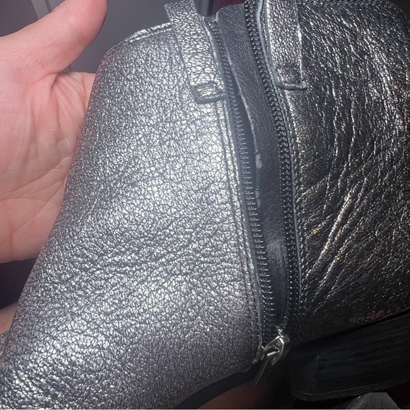 Sam Edelman James Metallic Silver Leather Zip-Up Ankle Boots Womens Size 7.5 - Picture 6 of 10